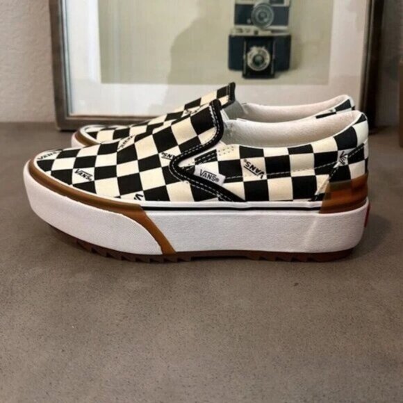 VANS Era Stacked Checkerboard Slip On Canvas Shoes - Picture 2 of 7